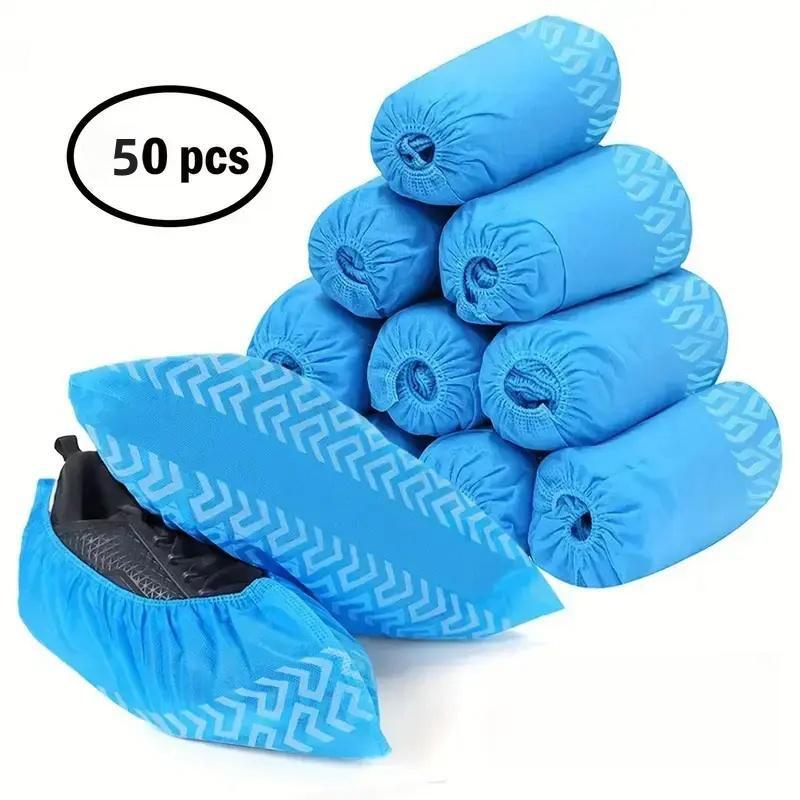 50pcs Non-Woven Shoe Covers, Breathable and Slip-Resistant, Waterproof and Dustproof, Durable Adult Size for Home Visits and Outdoor Use
