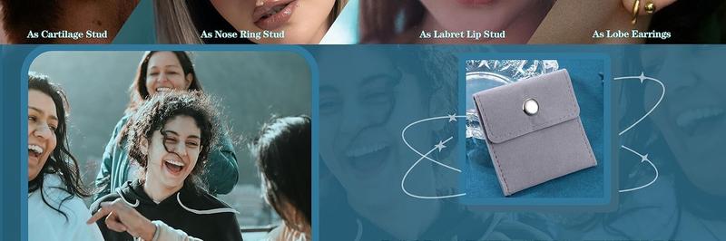 Trendy Summer 18PCS Threadless Nose Rings Studs for Women Men 20G 18G 16G Hypoallergenic Surgical Stainless Steel Labret Lip Rings CZ Opal Push in Earrings Flat Back Nose Stud Cartilage Nostril Conch Helix Tragus Piercing Jewelry