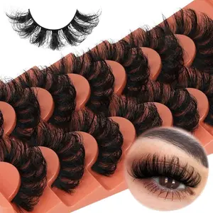 7 Pairs False Eyelashes Cat Eye Lashes Faux Mink Lashes Natural Look Fluffy Volumized Eyelashes Extension Natural Full False Eyelashes Travel Essentials Makeup Tools Strip Lashes,Lashes,Eyelashes,Fake Lashes