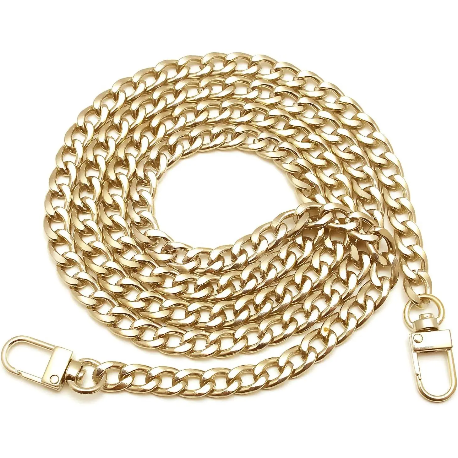 0.2in Modern DIY Iron Flat Clip-and-Apply Bag Chain Belt with Metal Buckle, Metallic Finish, Portable, Removable Links for Handbags (1 Count), Clip-And-Apply Bag Chains
