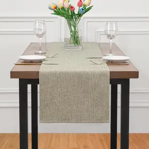 Linen Style Table Runner 13x36 Inches Rustic  Green Table Runners 36 Inches Long for Dining Dresser Coffee Table