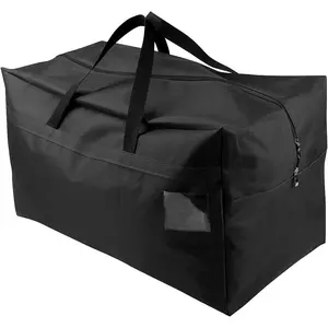 Christmas Decorations Storage Container Bag, Holds Xmas Trees, Lights, Balls etc, Unzippered Top Three Side Open Bag, Black