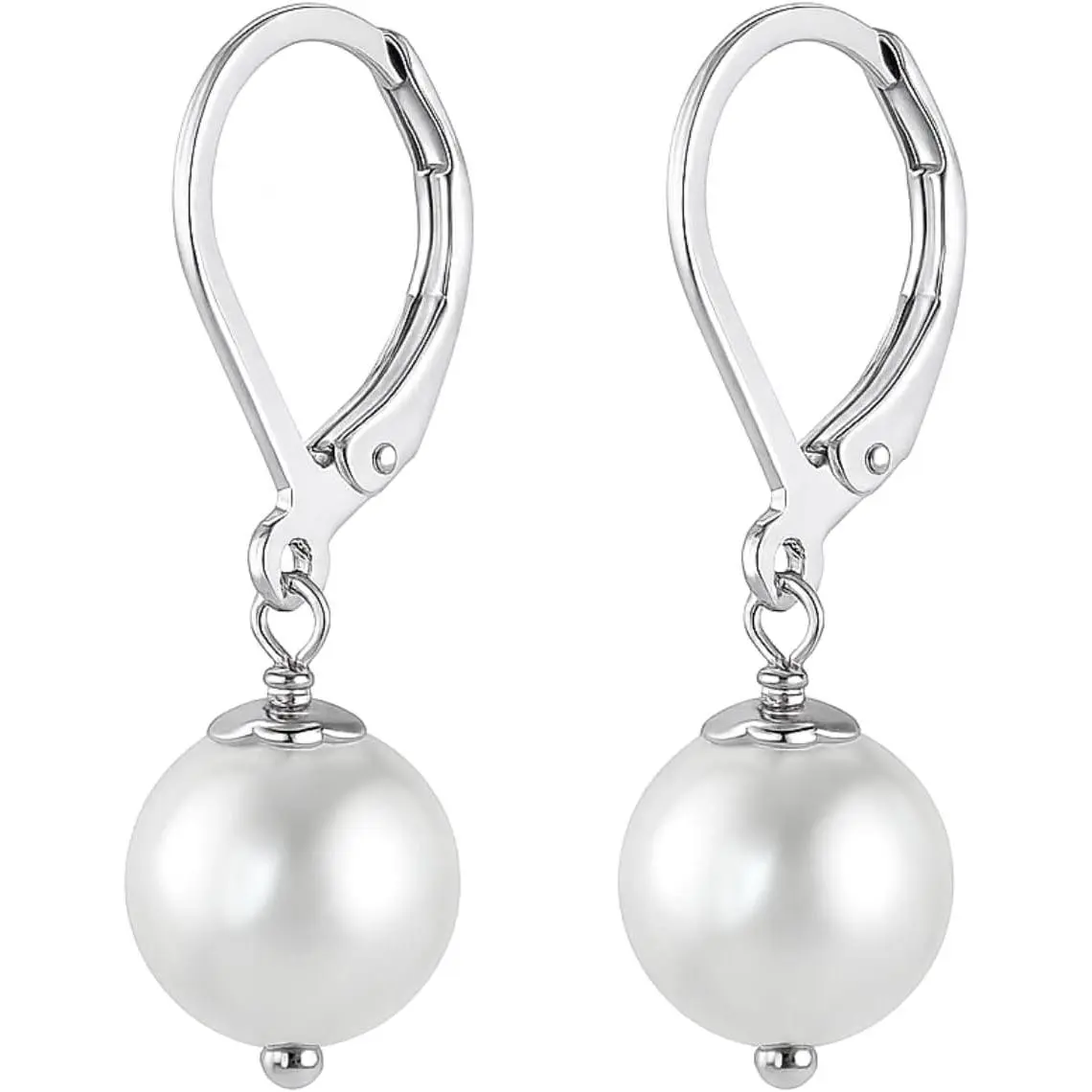 Women's 925 Sterling Silver Leverback Handmade Pearl Drop Earrings, Lightweight Minimalist Jewelry, Gift for Her