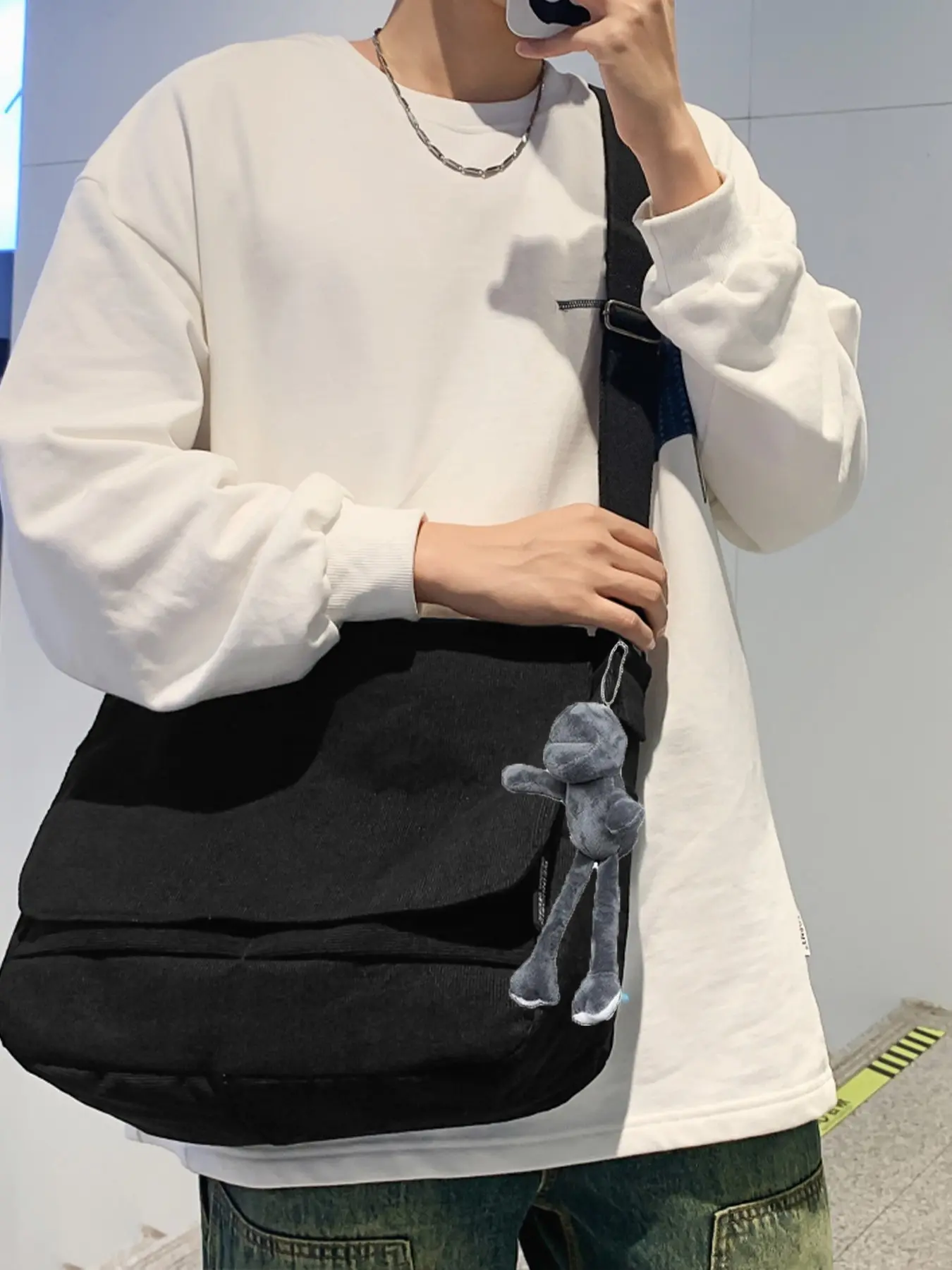 2026 Flip Cover Workwear Crossbody Shoulder Bag, Unisex Student Commuter Bag, Large Capacity Book Tablet Storage, Street Style Canvas Bag