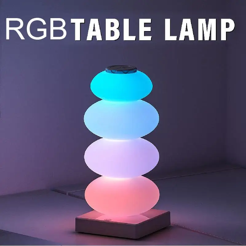 Modern Minimalist Macaron Atmosphere Lamp, Candy Decor Rainbow Night Light, Room LED Desk Lamp, RGB String Lantern