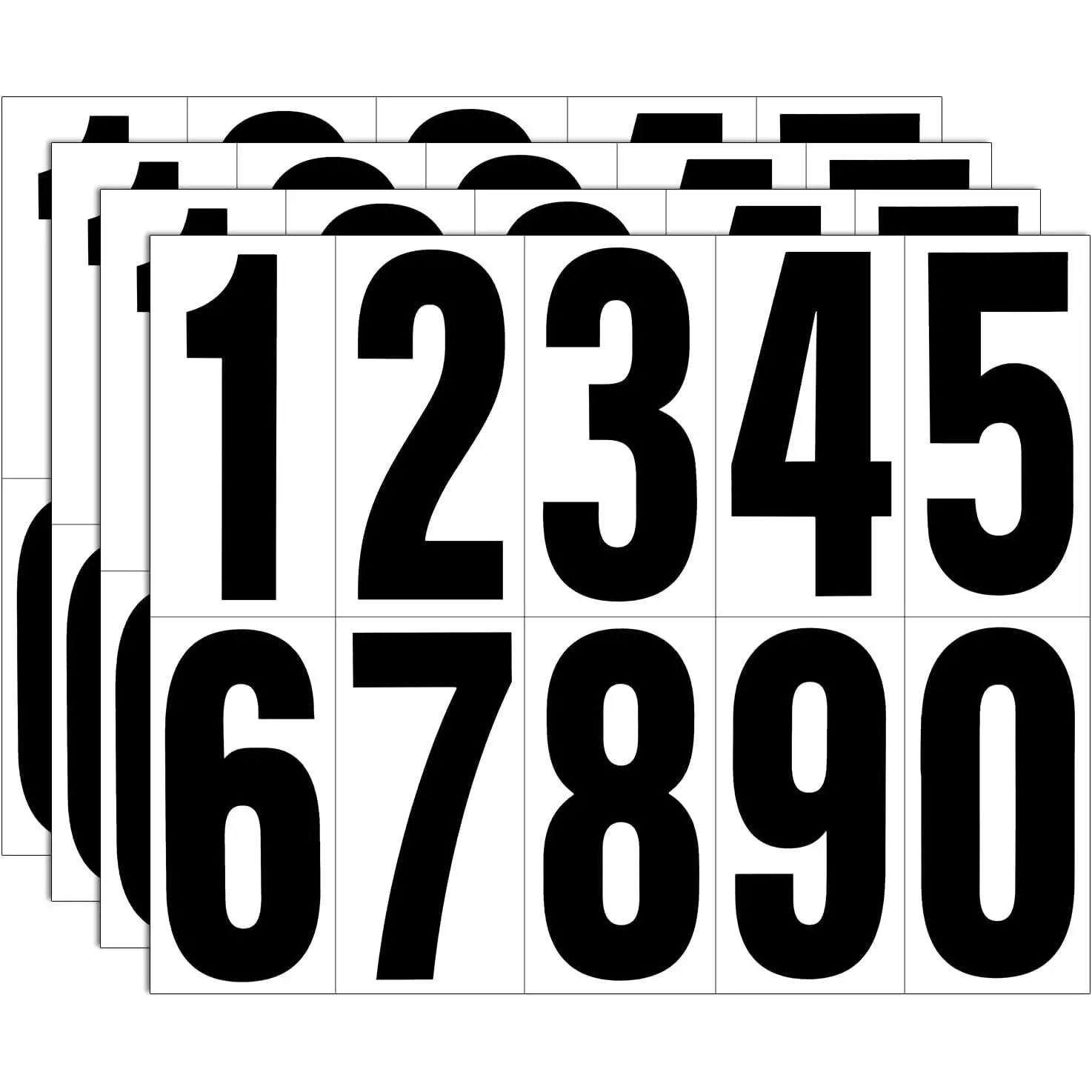 Reflective Number Stickers, 4 Sets 2 Inch Vinyl Waterproof Black Mailbox Numbers for Outside, Strong Self-Adhesive House Numbers Decals for Mailbox Door Signs Trucks