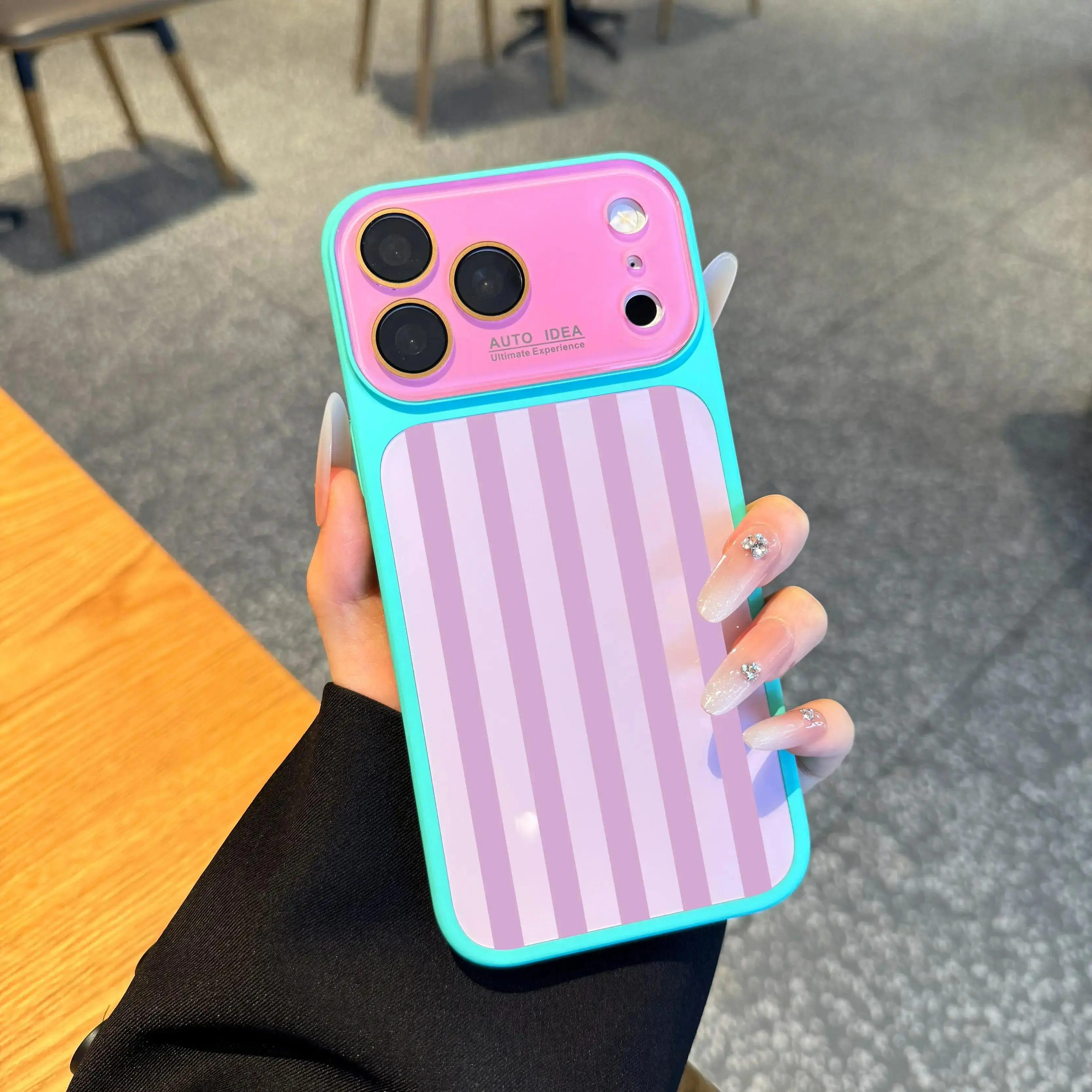 Candy Stripe Y2K Color Block Aesthetic Smartphone Case for iPhone 17/16/15/14/13 Pro Max - Soft Touch Minimal Accessory, Cute Multi-Color Protection Cover, Shockproof Casing
