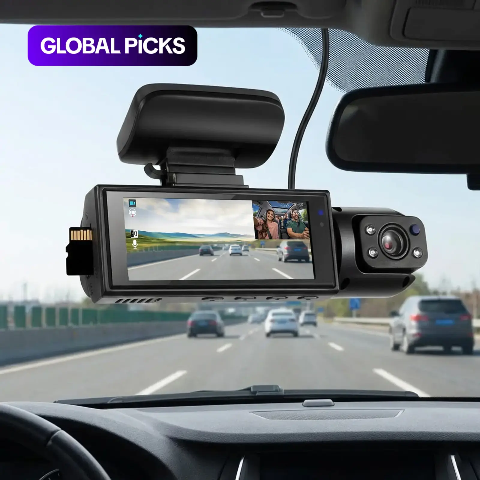 HD Front Rear Dash Cam, Dashboard Camera Recorder, Car Driving Recorder, Automotive Driving Recorder with Dual Lens, 3.16" IPS Screen Night Vision 170°Wide Angle Loop Recording, Parking Monitor GPS 32GB Memory Anti-Glare Waterproof Dashcam #GLOBAL PICKS