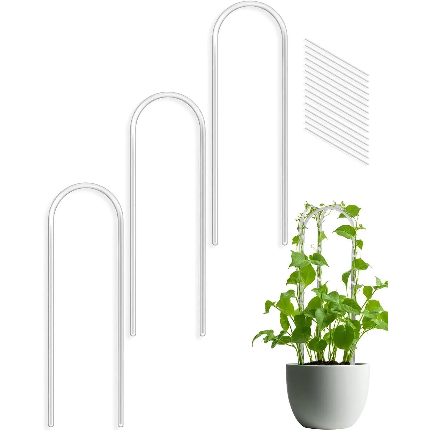 3 Pack U-Shaped Clear Acrylic Garden Trellis, Indoor Plant Support for Climbing Plants, Potted Houseplant Trellis for Hoya, Pothos, Monstera