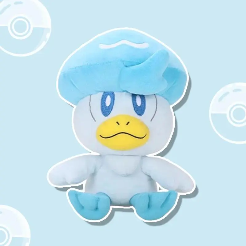 Pokemon Water-Type Quaxly Duck Soft Plush Toy, Kawaii Look Anime Collectible Doll, Birthday/Xmas Gift for Kids & Anime Fans