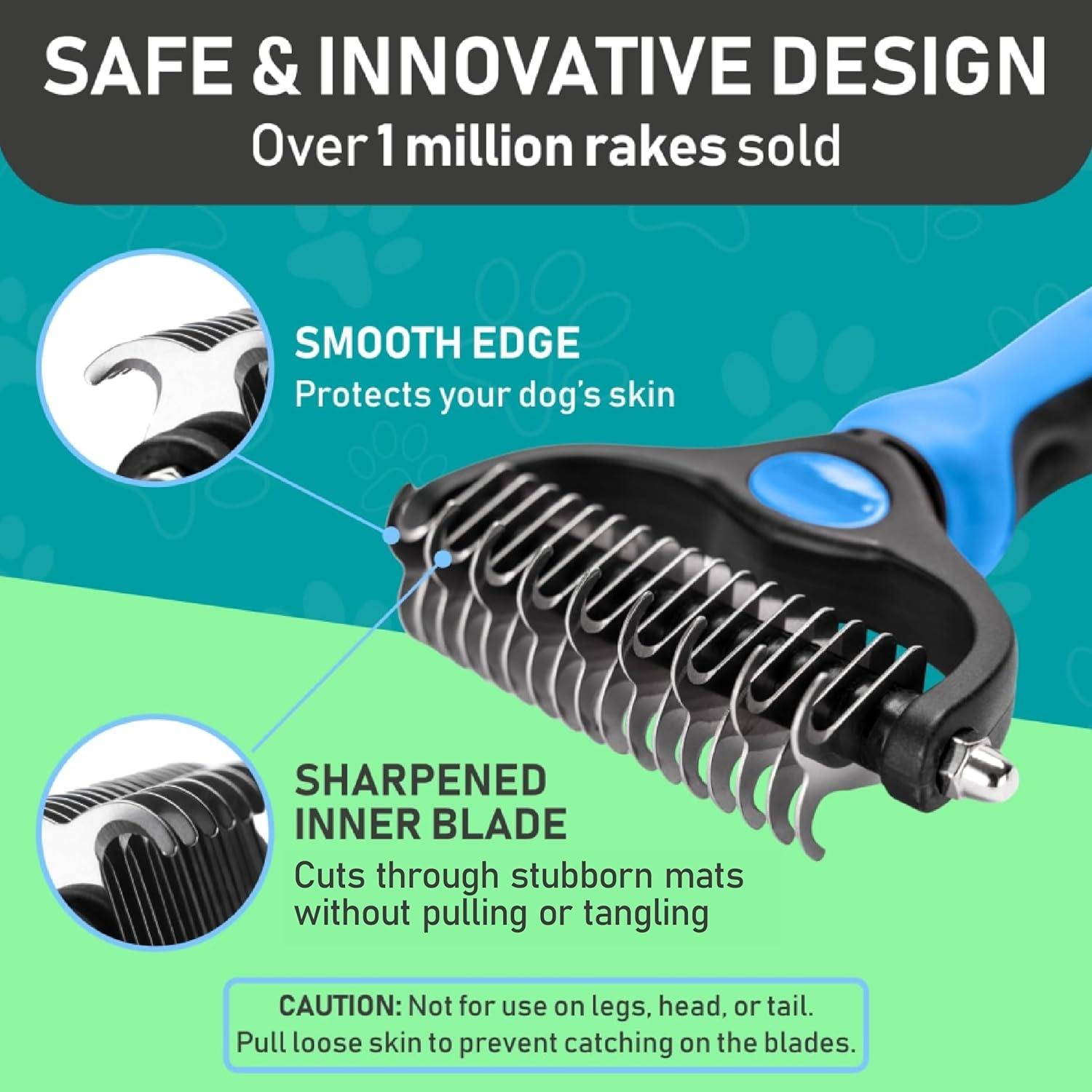 Original Pet Detangling Comb, Dual-Sided Fur Remover Tool, Wide Dog Grooming Brush, Reduces Shedding 95%, Ideal for Long Hair Dogs and Cats