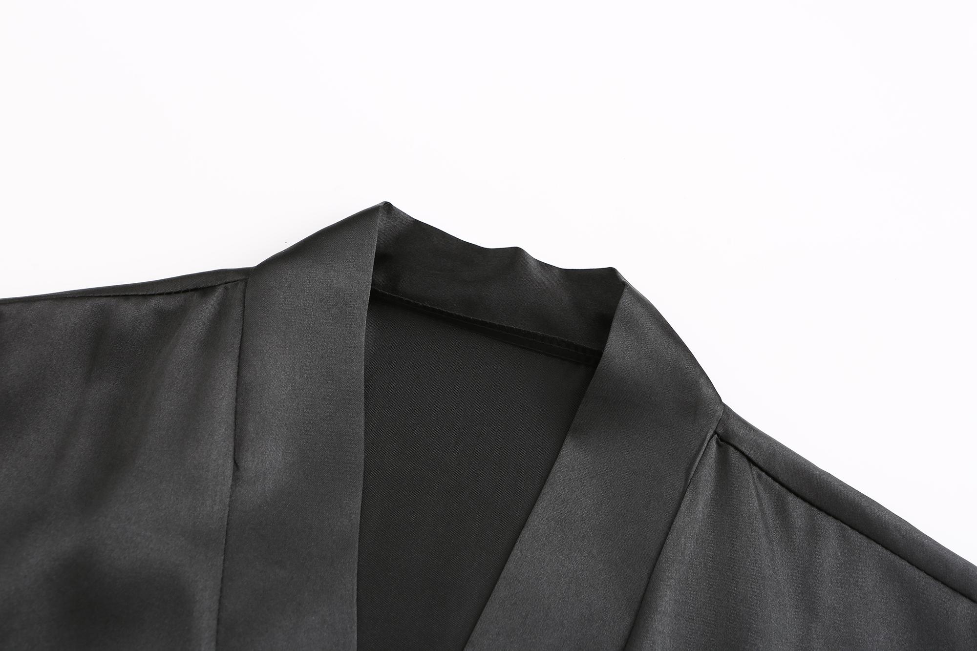 Black Women Silky Satin Robe Wedding Bridal Party Bride Bridesmaid Robes Kimono Loungewear Dressing Gowns