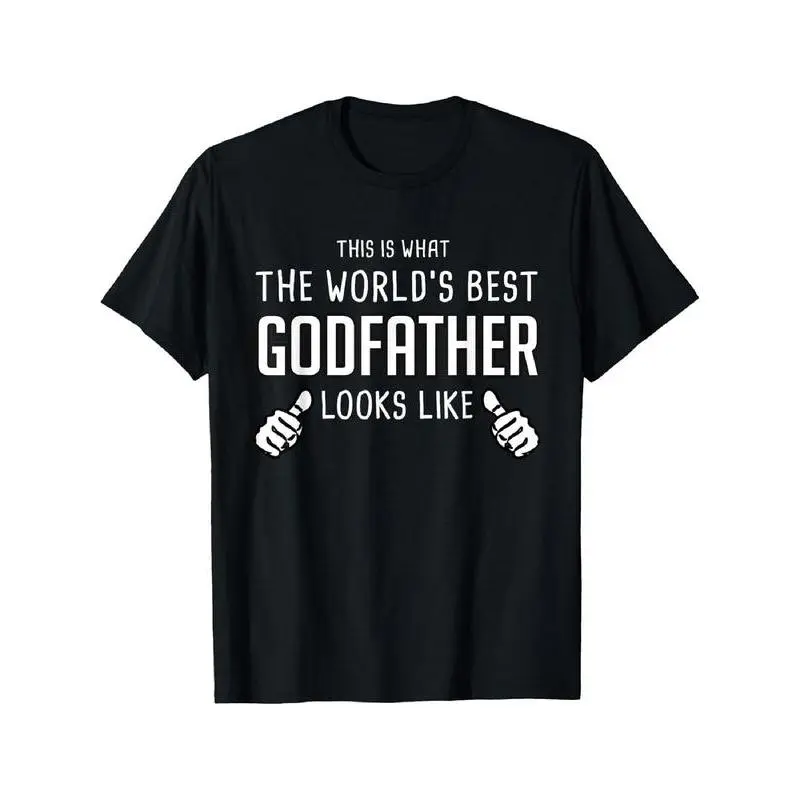 Men's Godfather Graphic Print Cotton T-Shirt - Casual Short Sleeve Tee, Lightweight Breathable, Machine Washable, Funny Party Gift, Menswear Top