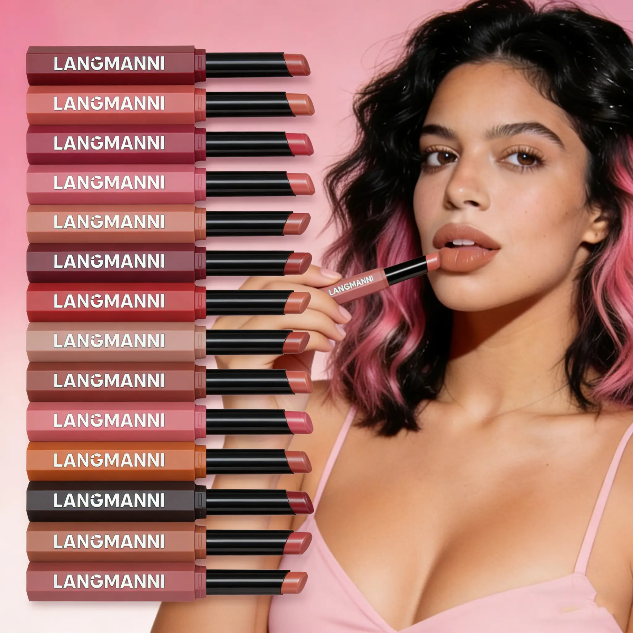 Hexagonal Angled Tip Matte Pigmented Lipstick - Long-Lasting Precise One-Swipe Makeup