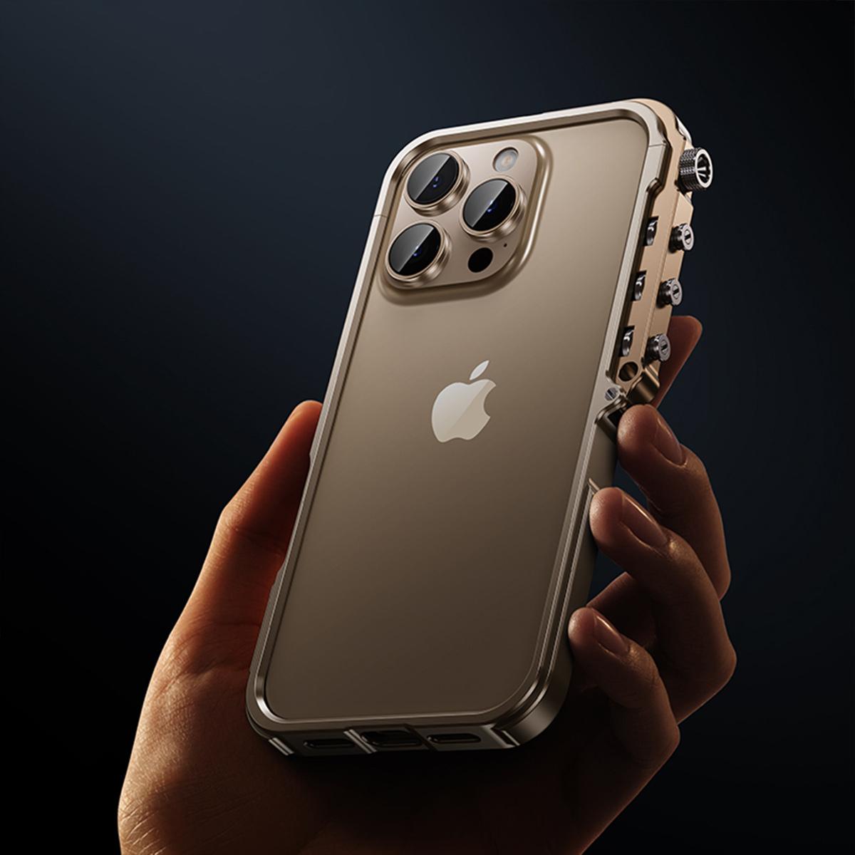 [Free !ship] Full Metal Bezel Bumper Case for iPhone 17 Pro Max16 Pro Max 17 Pro 16 Pro 16 15 14 13, Full-Frame Armor Aluminum Alloy Bumper No Back Cover, Punk armor style, Mechanical Screw Button Design, Minimalist Bare-Hand Feel Fit Lightweight