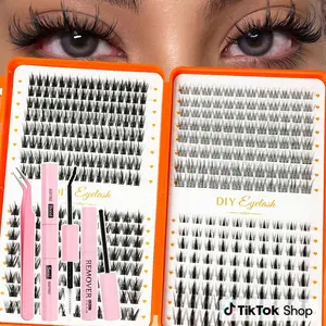 Surprise Self-Made False Eyelashes Extension, Natural Look with Artificial Lashes, Dense Curled Fake Eyelash Group for Home Use