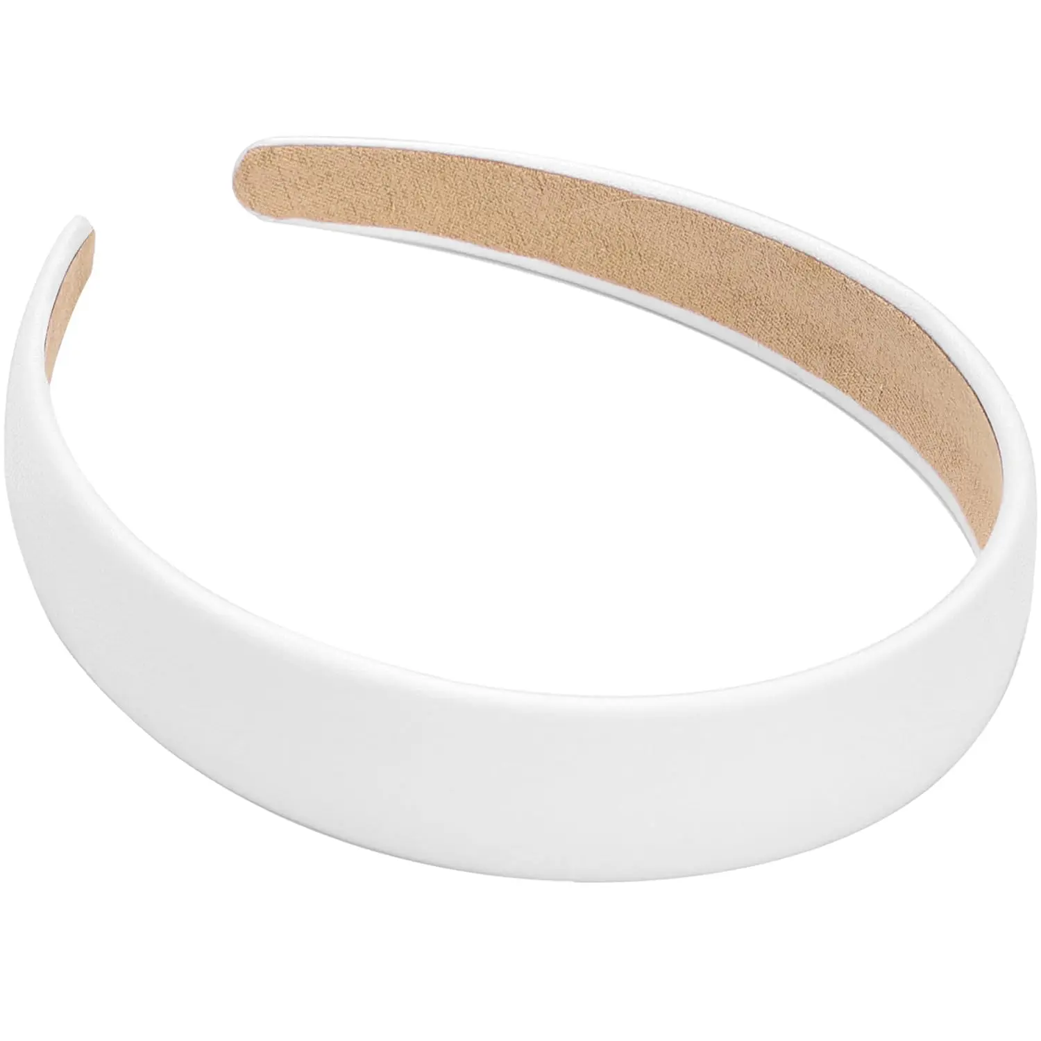 Women's 1-In PU Leather Wide Padded Headband - Fashionable Holiday DIY Hair Accessory (White)