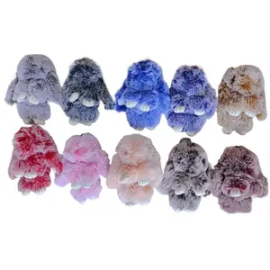 Adorable Fluffy Bunny Keychain Handmade Knitted Rabbit PomPom Ideal for Holiday and Birthday Gift for Girls