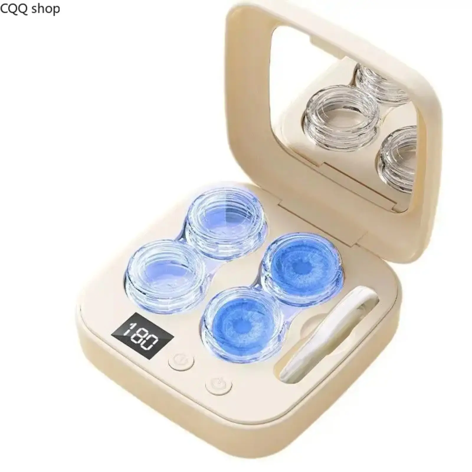 2026 New Ultrasonic Rechargeable Contact Lens Cleaner Portable Case with Vanity Mirror Daily Deep Cleaning for Travel, Sports & Home Use