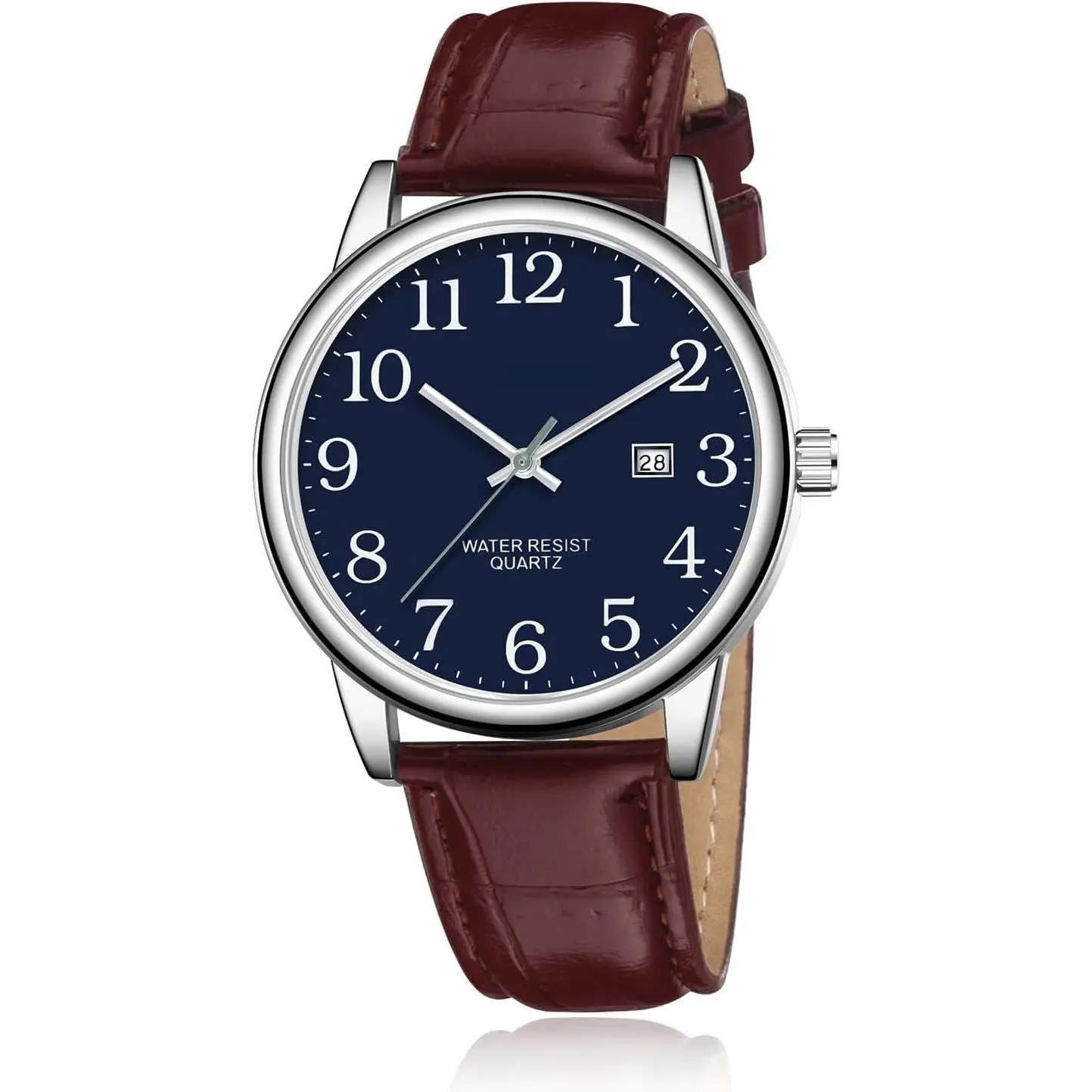 Watch for Men, Easy Reader Unisex Analog Quartz  Wristwatch with Date and Leather Band, Casual Simple Fashion Mens Watches