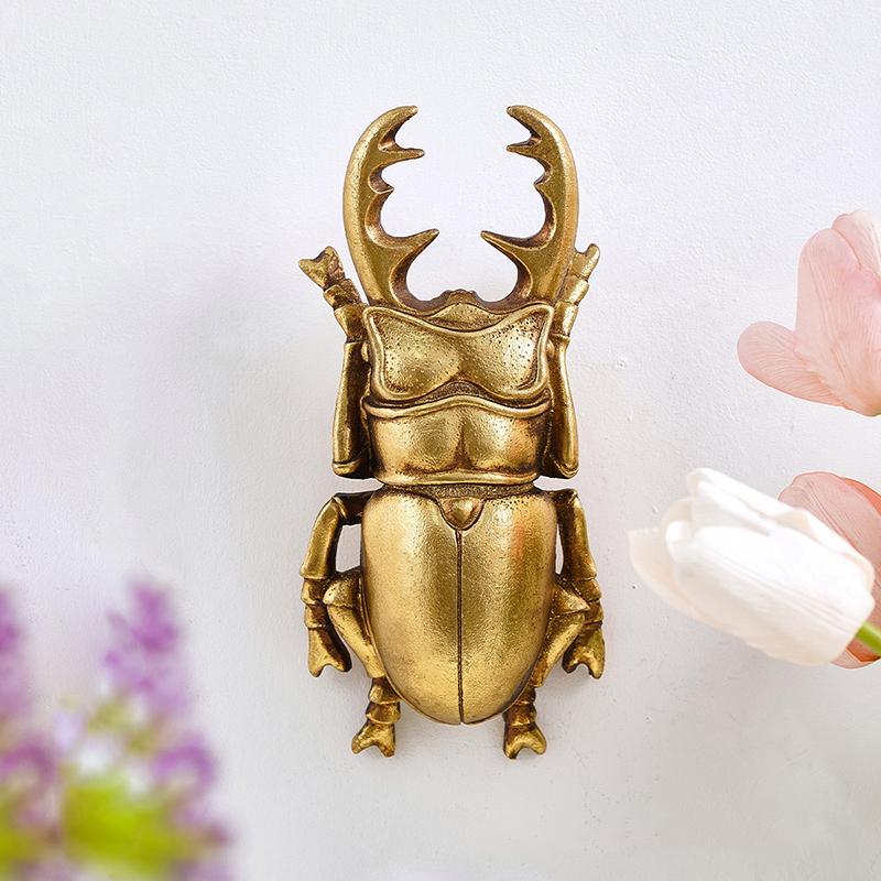 Golden Stag Beetle Wall Hanging Ornament, Insect Wall Decor for Living Room & Wall Background Display