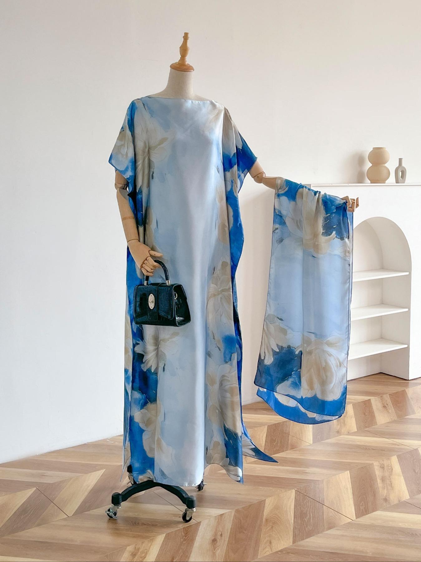 Women's Floral Print Long Scarf, Fashionable Lightweight Soft Scarf for All Seasons, Casual Versatile Scarf for Women