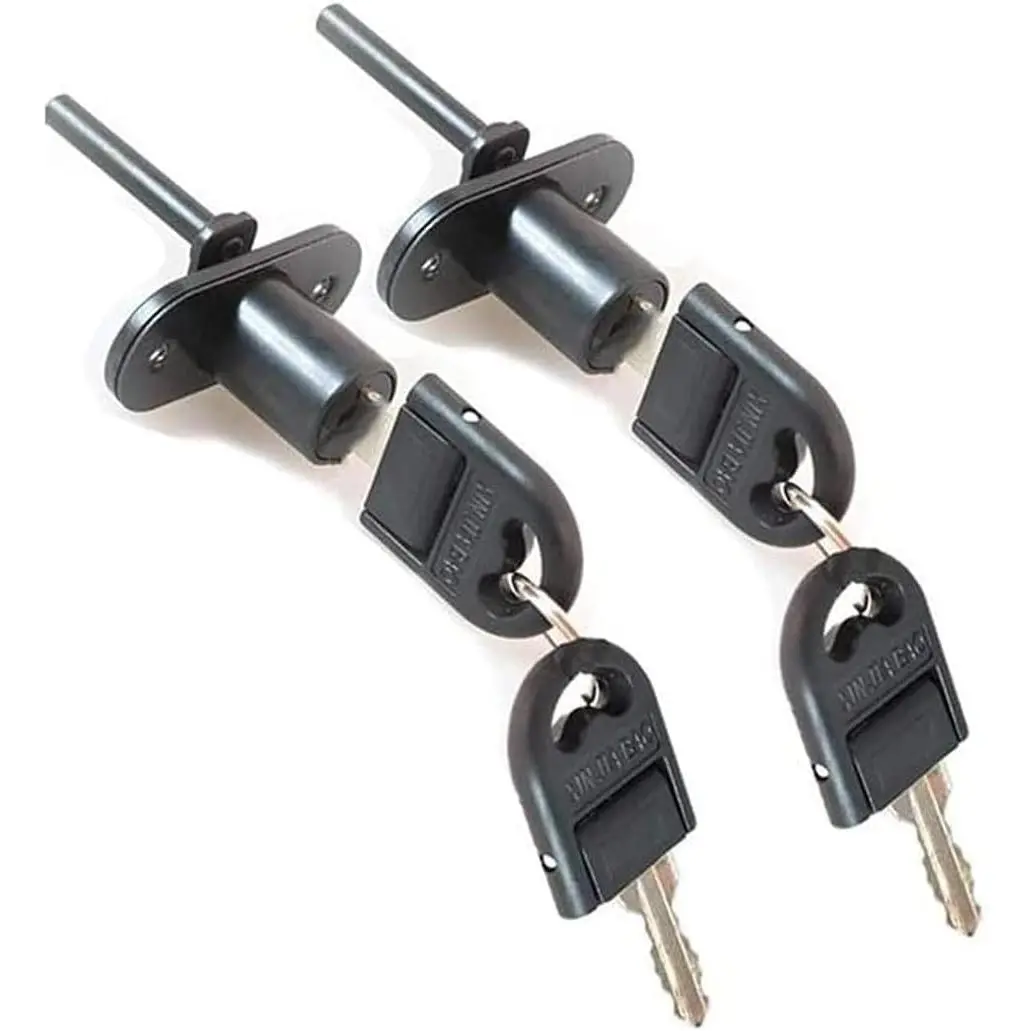 HOWDIA 2 Pcs Zinc Alloy Drawer Cabinet Locks with Keys, 40mm Locking Rod 16mm Cylinder Diameter Desk File Cabinet Locks for Furniture Locker Showcase, Black, Keyed Different