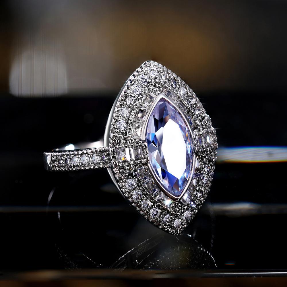 Luxury Marquise CZ Halo Ring for Women, Sparkly Silver Statement Ring, Elegant Cocktail Jewelry, Expensive Look Wedding Party Gift Accessory