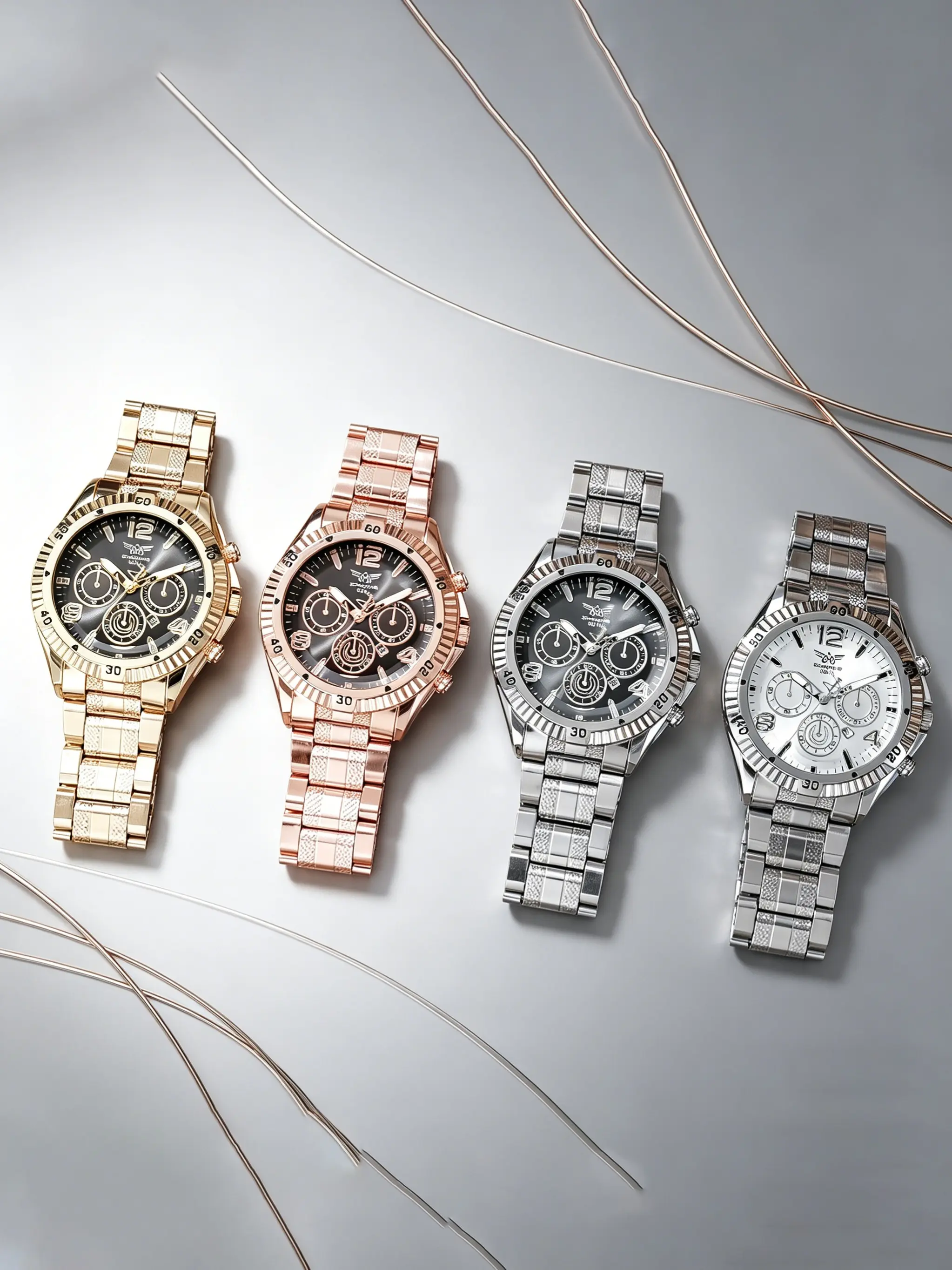 4pcs Luxury Steel Band Men's Watch Set, Quartz Analog Round Face, Casual Style, Perfect Gift for All Occasions, Analog Quartz Watches