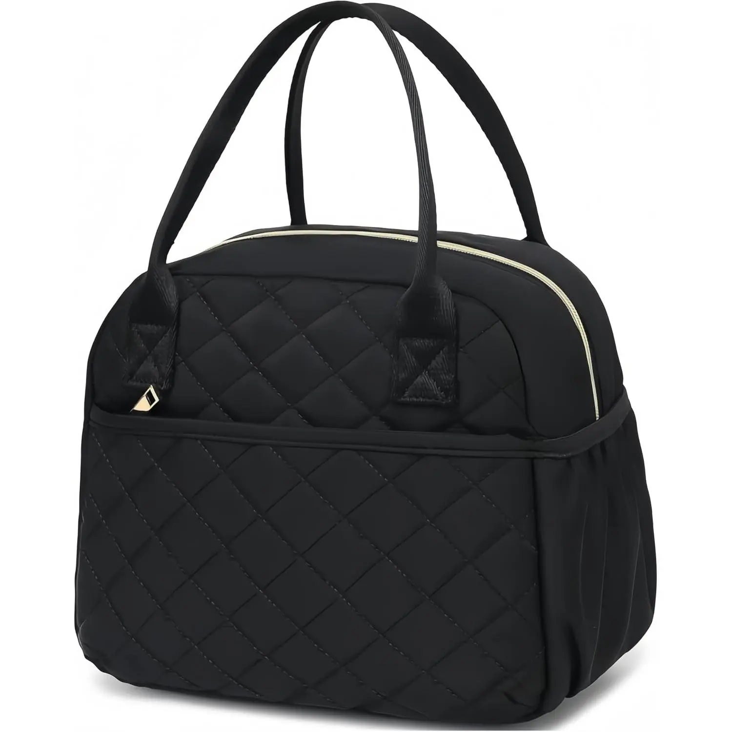 Lunch Box for Women Insulated Lunch Bag Lunchbox Cooler Thermal Leakproof Quilted Reusable Lunch Tote Bag for Work School Travel Picnic (Black)Gift.