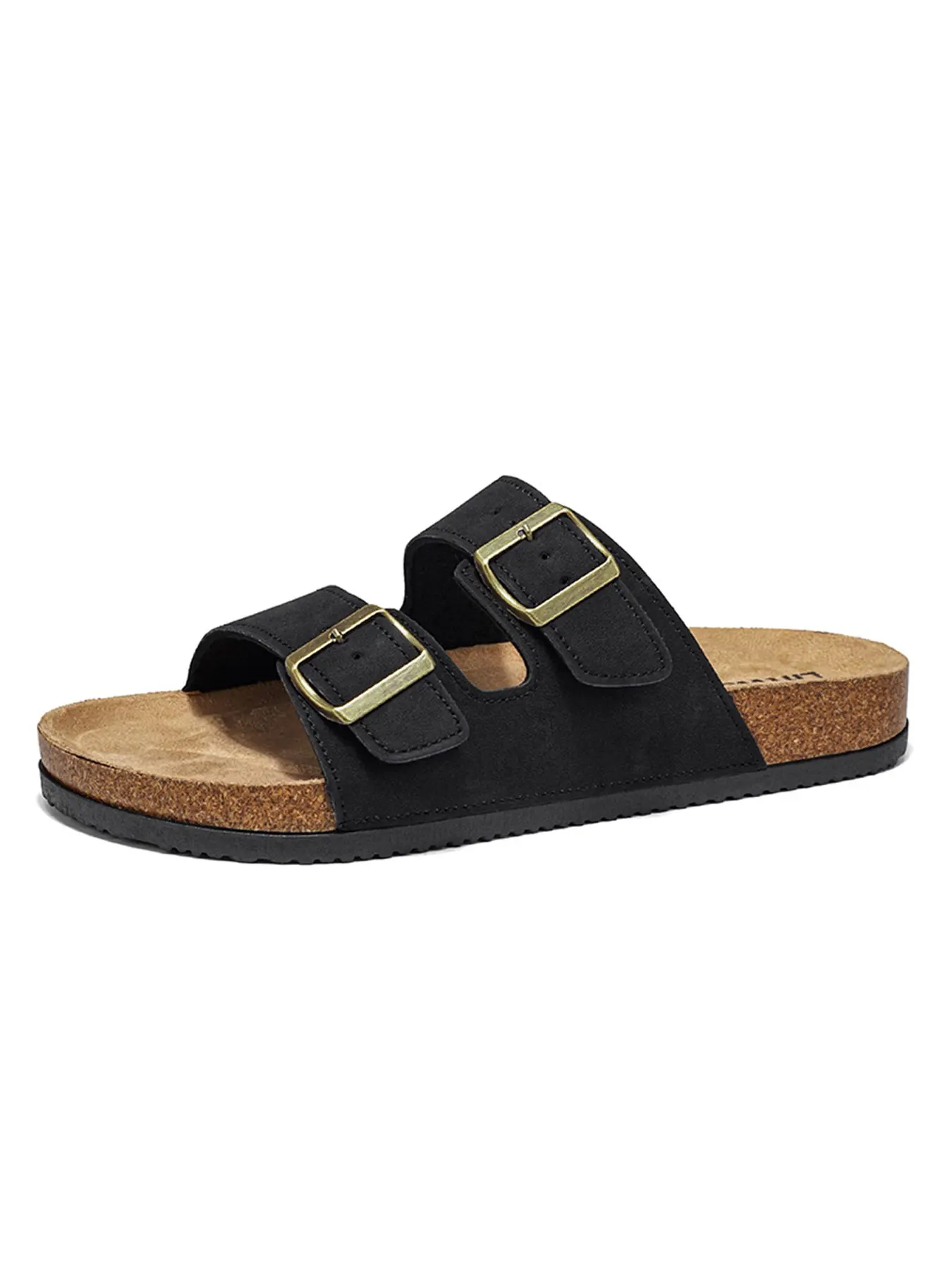 Vintage Style Dual Buckle Flat Sandals, Soft Cork Insole, Summer Casual Comfort, Non-Slip Thick Sole, Open Toe Slippers, Adjustable Opening,open toe slide