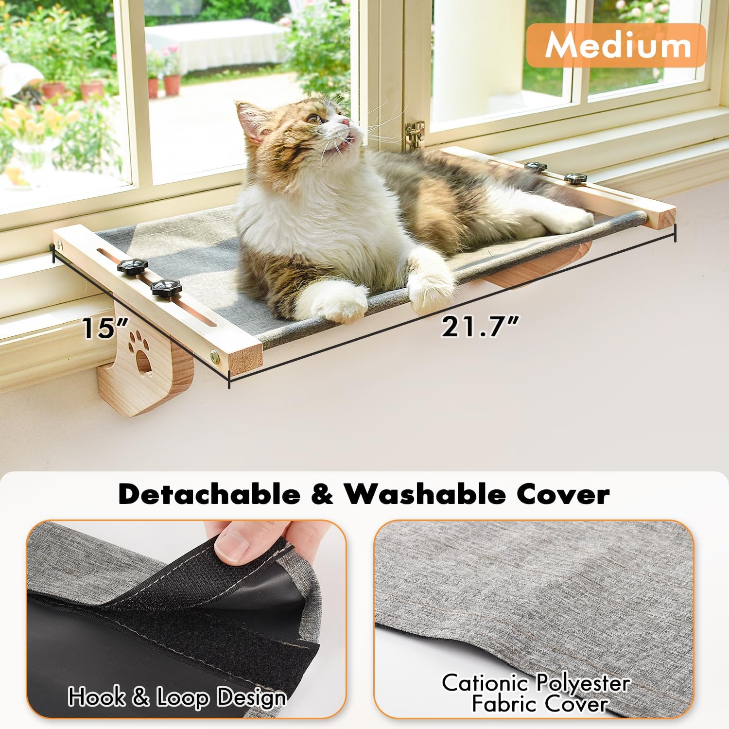 Adjustable Cat Window Perch Hammock Multi Purpose Pet Lounge for Window Sill Desk Cabinet Cozy Cat Bed with Reinforced Support Quick Setup Foldable for Space Saving