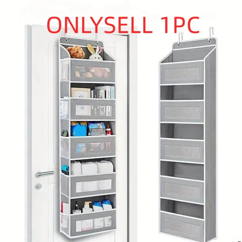 5-Tier Fabric Over-the-Door Hanging Storage Box with Large Pockets, Compact Sturdy Lightweight Organizer Shelf for Closet, Bathroom Organization, Home Organization Storage Solution, Closet Organization