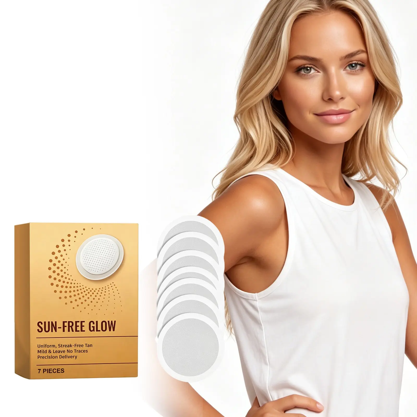 Sunless Bronzing Patches, Achieve Natural Tan Skin Tone, Moisturizing Skincare Stickers, Glossy Finish, No Sun Exposure Needed