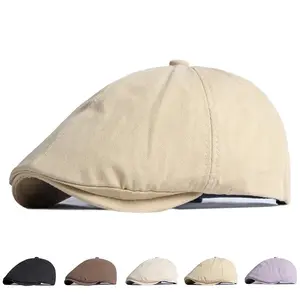Newsboy Caps For Men Women Solid Color Octagonal Hat Detective Artist Painter Cabbie Beret Hat Flat Cap Adjustable Forward Cap