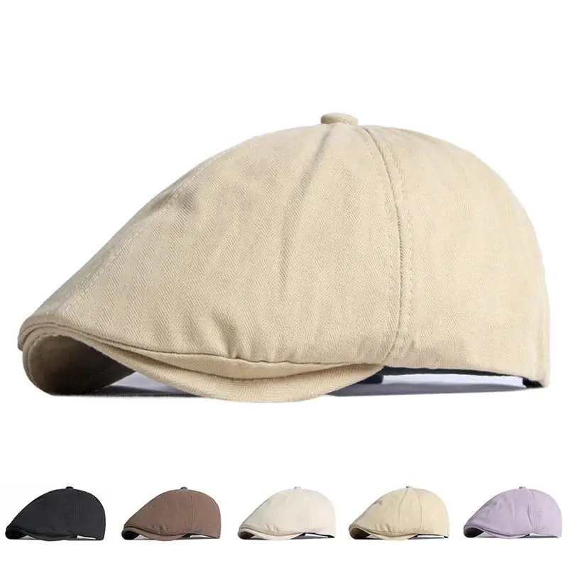 Newsboy Caps For Men Women Solid Color Octagonal Hat Detective Artist Painter Cabbie Beret Hat Flat Cap Adjustable Forward Cap