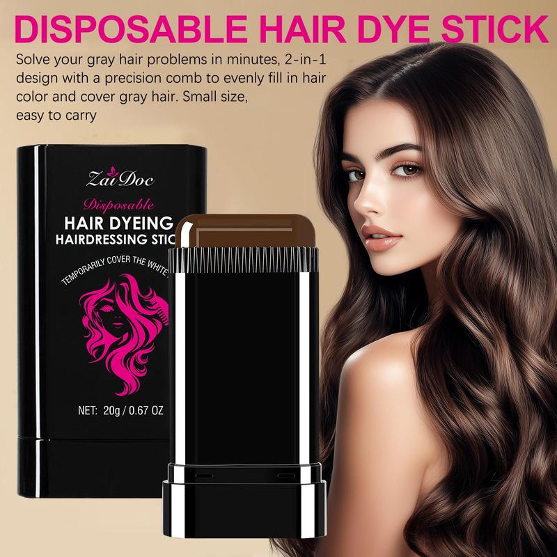 ZaiDoc Disposable Hair Dye Stick - Sweat-proof Water-proof Oil-proof Gray Hair Cover 20g Portable 2-in-1 Design Travel-friendly Time-saving High Coverage Temporary Color