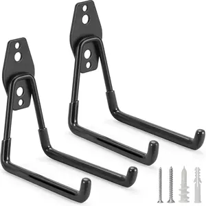 2 Pack Garage Hooks Heavy Duty Storage Organizer Wall Mount Power and Garden Tool Hangers, for Hanging Ladders, Ropes, Hose, Bulk Items
