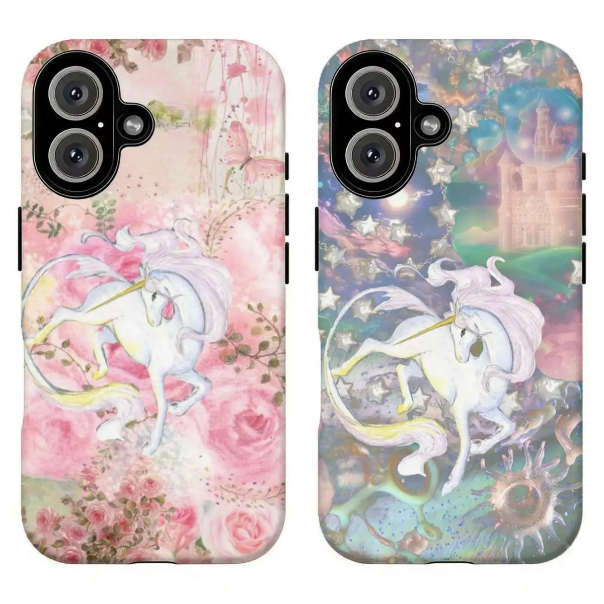 FL-Dreamy Pastel Unicorn Custom Phone Casing - Coquette Magical Protective Accessory with Resistance, for iPhone 11-17 Air/Pro Max, Samsung S21-S26, Gift for Her, Compatible with Mobile Devices