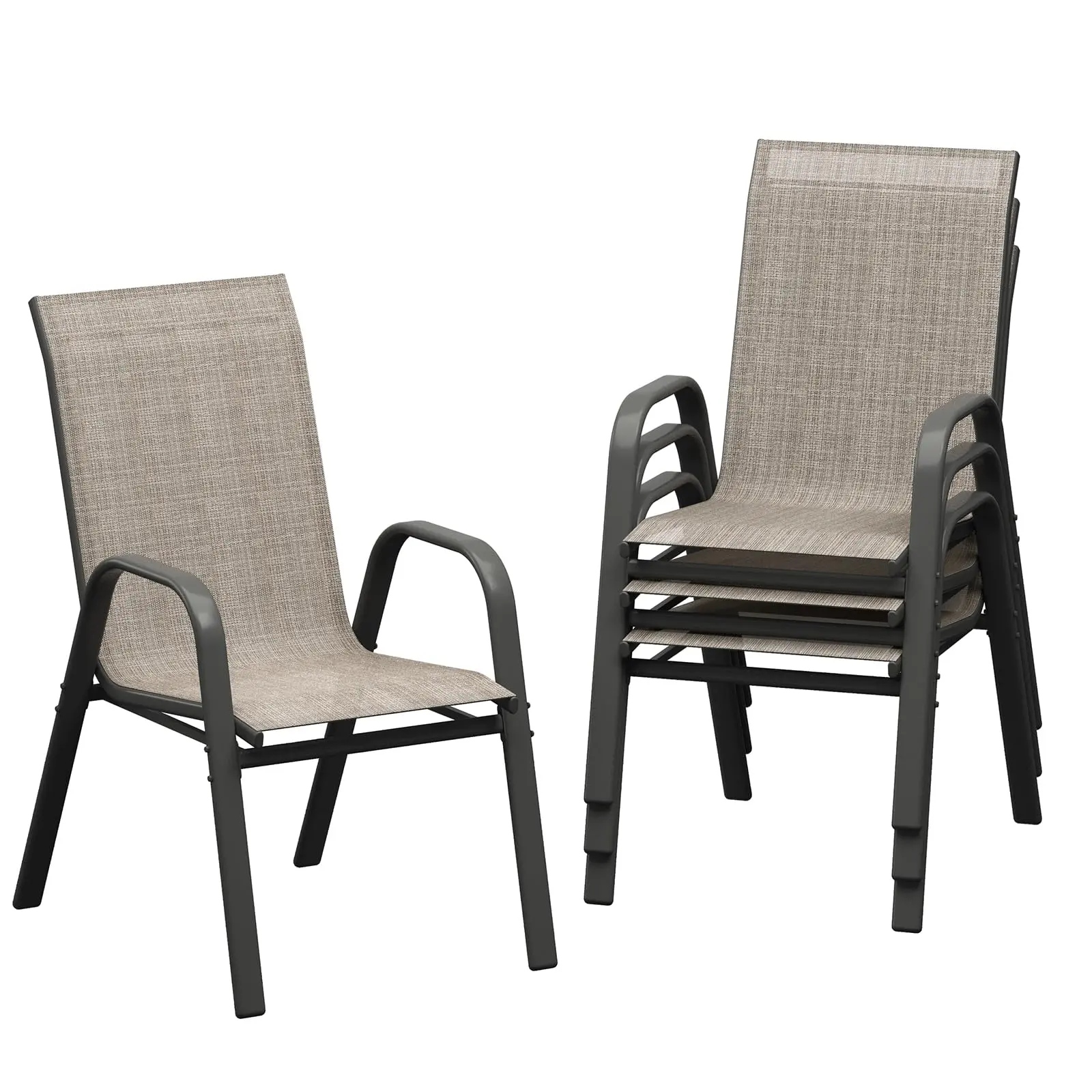 Stackable Outdoor Chairs Set of 4, All Weather Patio Chairs - Lightweight Aluminum & Breathable Mesh for Backyard, Poolside, Garden, Balcony Dining