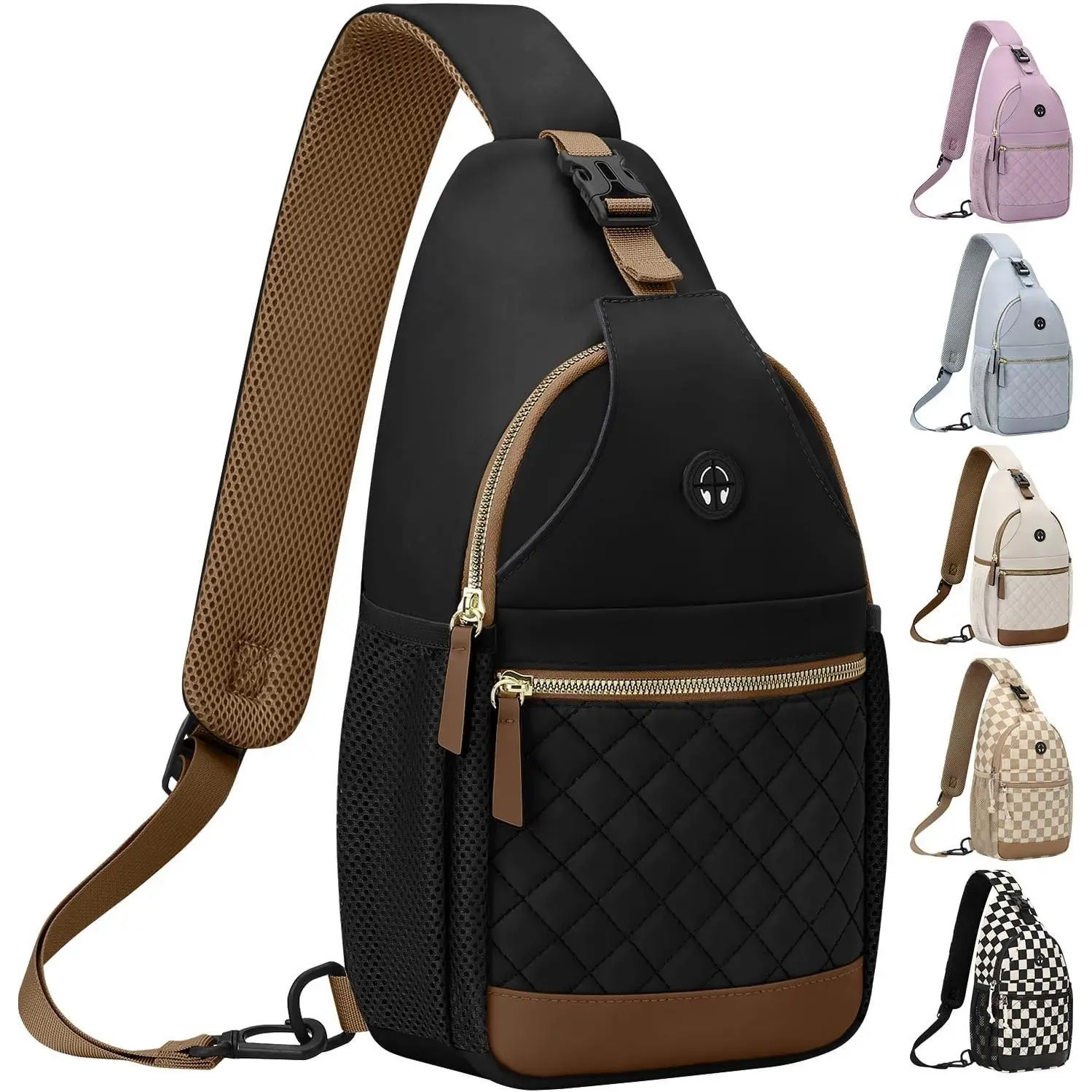 Small Crossbody Sling Bag for Women Men Travel, Casual Chest Pack Backpack