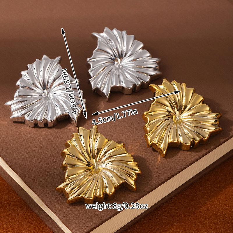 High-end Light Luxury Textured Leaf Earrings, Metallic Style, Personalized Stereo CCB Multi-layer exaggerated Multi-layer Flower Earrings