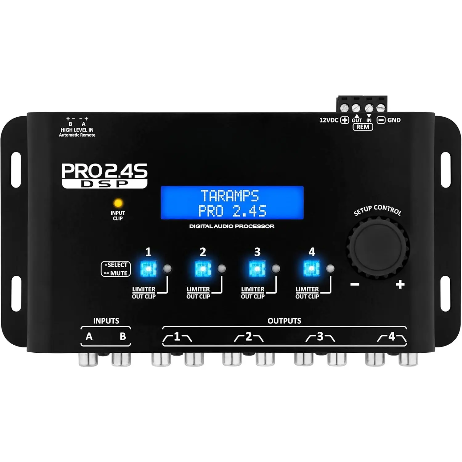 Pro 2.4S DSP Crossover full Digital Signal Processor and Equalizer with sequencer 15-band Graphic Equalization 12 preset EQ 2-Channel in and 4-Channel Out