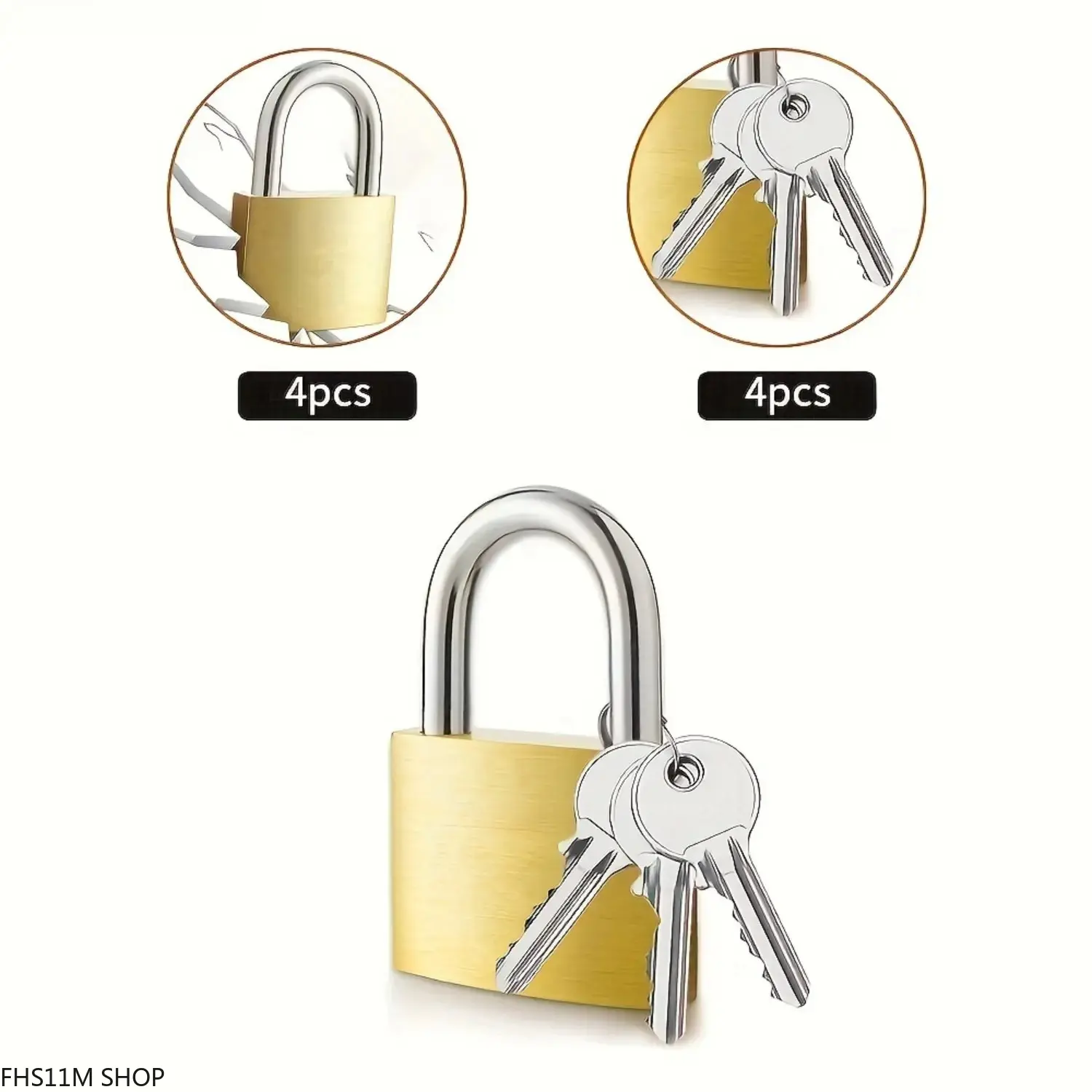 4-Piece Heavy-Duty Anti-Theft 30MM Keyed Metal Padlock Set with 12 Keys, Weather-Resistant for Home, Travel, Storage Units, Luggage & DIY Bag Accessories