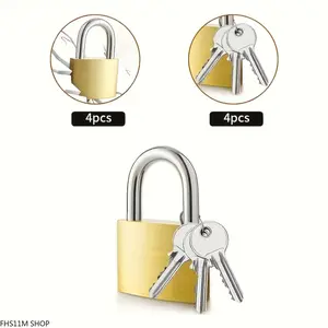 4 Pack 30MM Keyed Padlocks With 12 Keys, Heavy Duty Weather Resistant Metal Security Locks For Lockers, Toolboxes, Storage Units, Luggage, Gates, Garage Doors And Outdoor Equipment, Anti Theft Lock Set For Home, Travel And School