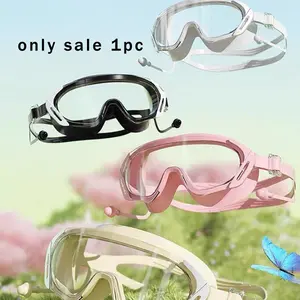 High Definition Waterproof Anti-Fog Diving Swimming Goggles, Large Frame, Integrated Earplugs, Ultimate Eye Protection for Water Sports, Diving Gear