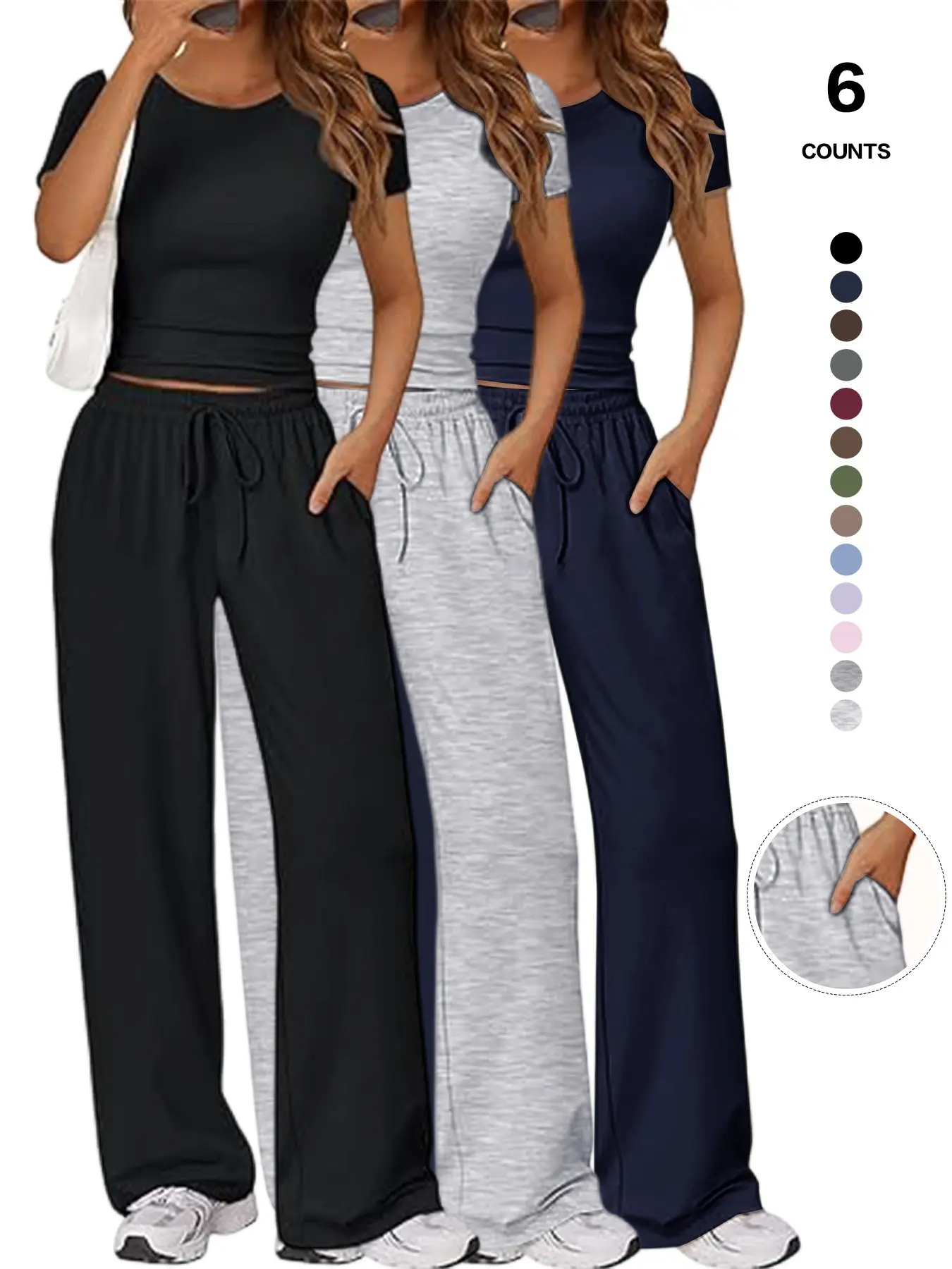 Women's Solid Round Neck Tee & Pants Loungewear Set, Casual Comfy Pyjama Set, Pajama Set for All Seasons, Fitted Daily Home Wear