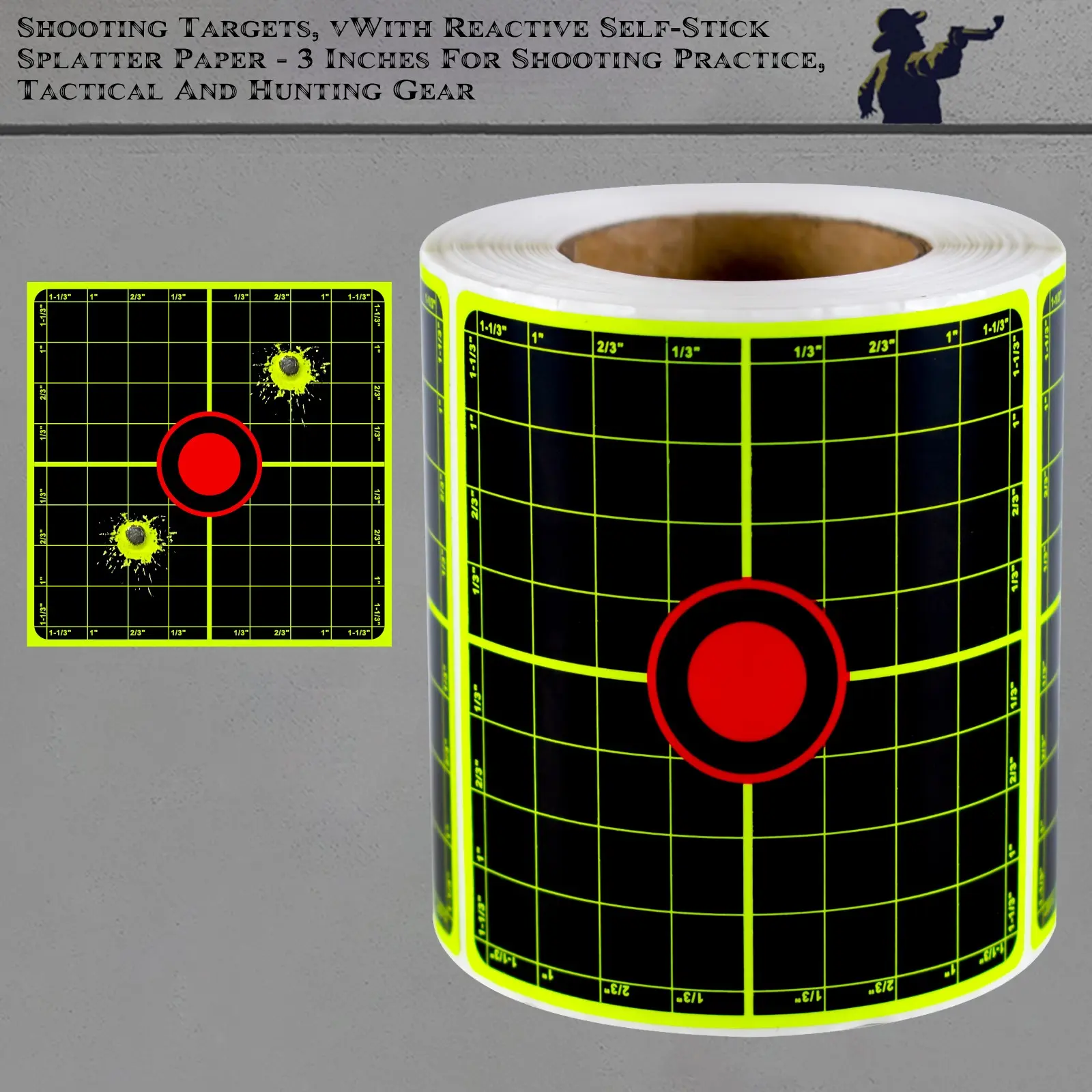 3-Inch Ruler Aiming Practice Splash Target Stickers, Fluorescent Color Labels, Precision Training Targets, Indoor Outdoor Use, Shooting Range Supplies