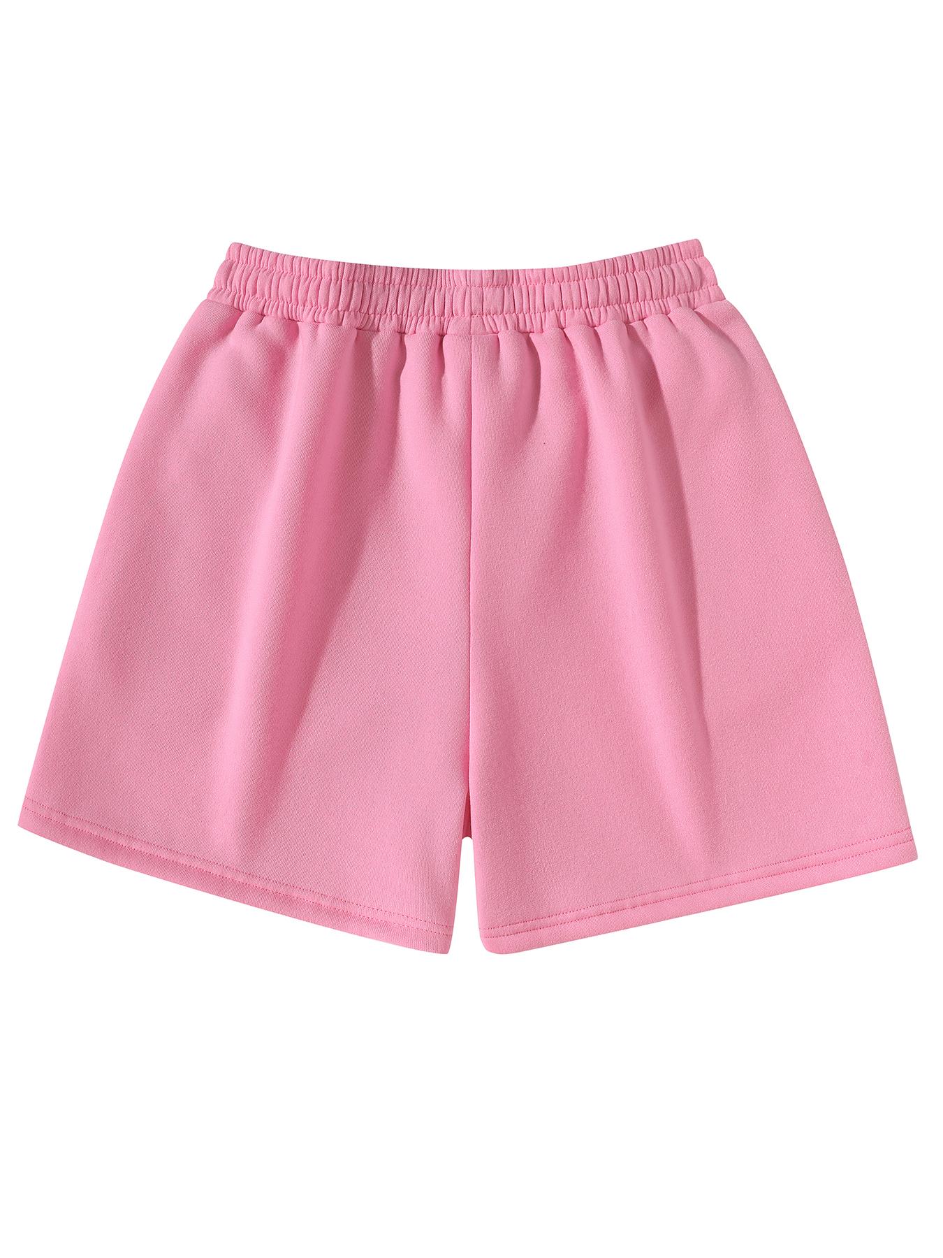 Unisex Drawstring Waist Shorts, Athleisure Casual Shorts, Soft Comfortable Solid Color Basic Style, Suitable for Casual Sports Outdoor Activities