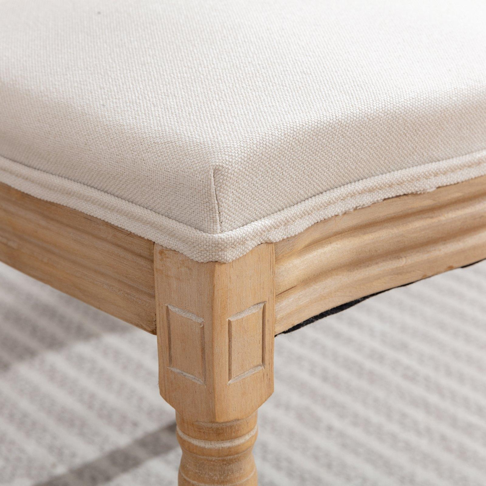 French Style Vintage Accent Chair with Solid Wood Frame, Linen Fabric Upholstered Armchair, Foam & Steel Spring Cushion, Carved Legs, 300LBS Weight Capacity, Elegant Retro Living Room Bedroom Lounge Chair